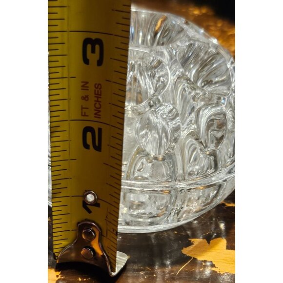2 Vintage Glass flower Frog Clear & Candy Dish Faceted Lidded Footed - Picture 3 of 11